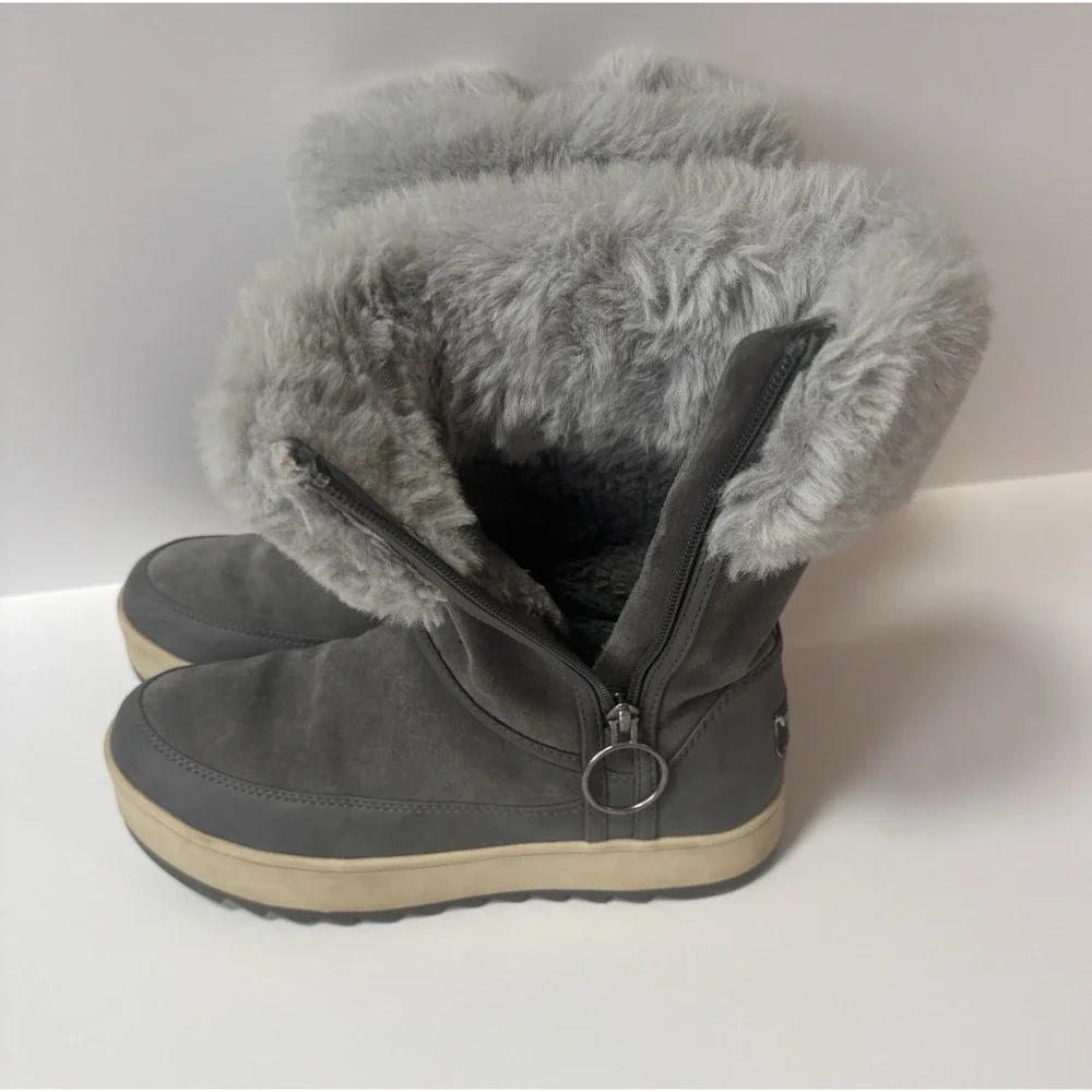 Koolaburra by UGG Womens Grey Suede Faux Fur Zip Winter Boots 1105889 Size 6 - Picture 5 of 12